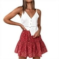 thumbnail image 6 of Fesfesfes Summer Skirts for Women Casual Print Ruffles A-Line Pleated Short SKirt, 6 of 9