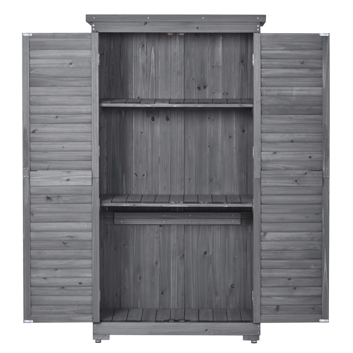 Hommoo 2.85 x 1.52 ft. 3-Tier Wood Storage Shed, Gray