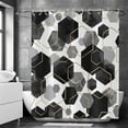 thumbnail image 3 of Black Shower Curtain, Black Grey Abstract Geometric Modern Grid Pattern Minimalist Bath Curtains Waterproof Fabric with Hooks for Home Decor, 72Wx78H, 3 of 6