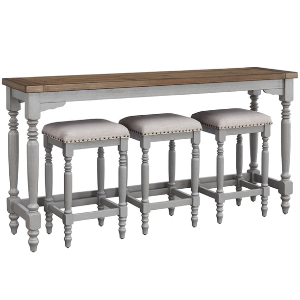 Progressive Furniture Midori Wood Counter Table & 3 Stools in Oak/Gray