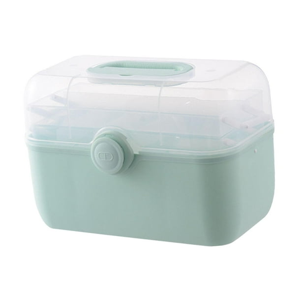 Estuche organizador portátil de primeros auxilios, caja de herramientas, caja de almacenamiento de medicamentos Verde M