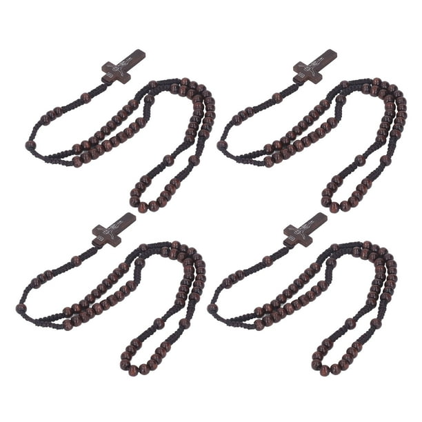 Cuentas De Rosario De Madera Hechas A Mano Rosario Anudado Collar De Rosario Católico Para Hombres Mujeres Niños Con Cuerda Resistente Y Gruesas Cuentas De Madera Regalos