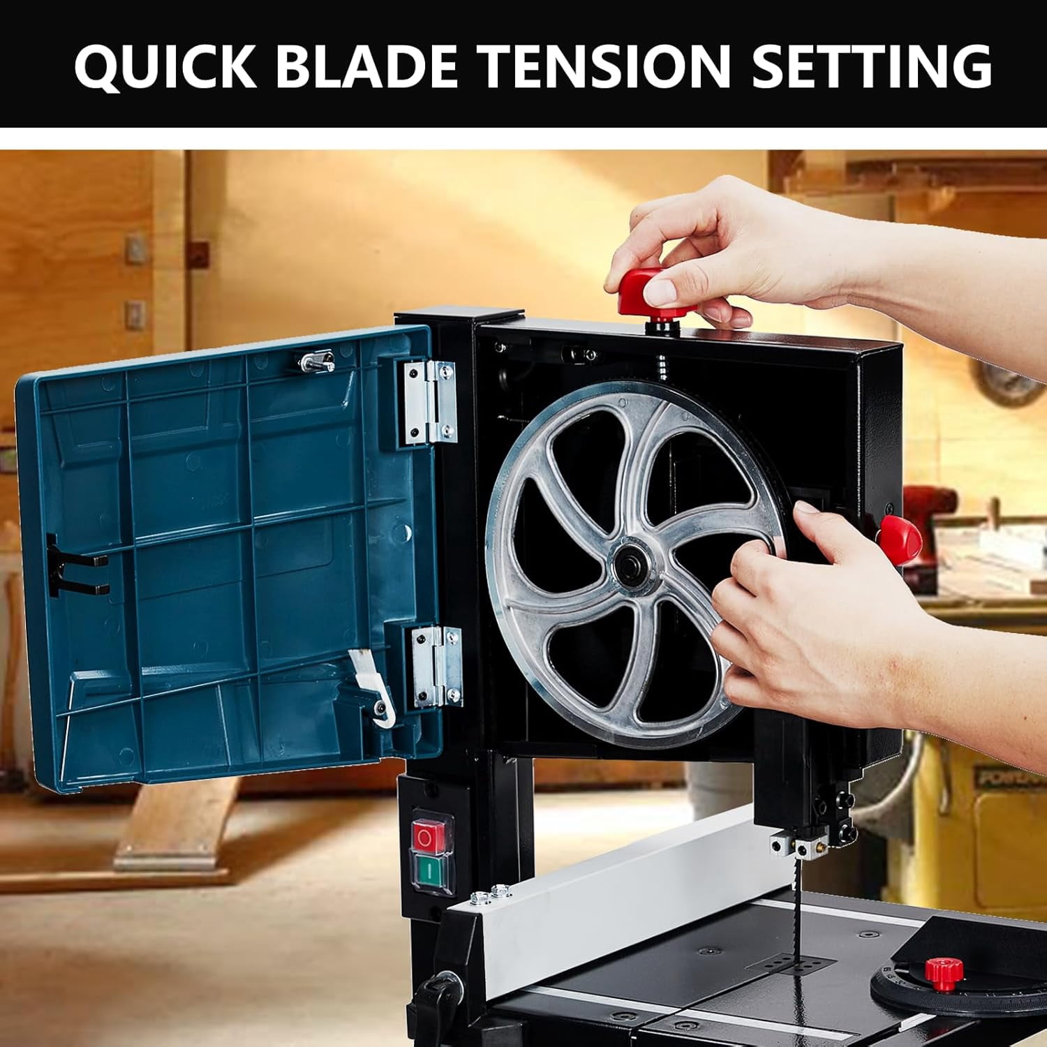 8-Inch Benchtop Bandsaw with 3A Copper Motor 1800 RPM 0-45 Tilt Fence and Miter Gauge for Wood Metal Plastic Cutting