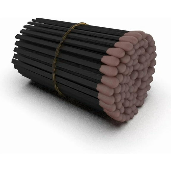 ZIKANI Rustic Charm Fancy Matches: 100 4-Inch Brown Tip Matches   Striker | Kiln-Dried Wooden Artisan Matchsticks for Decorative Cloche Jars, Fireplaces, and BBQ - 100 Count (Black with Brown Tip)
