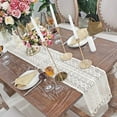 thumbnail image 3 of Doingart Macrame Table Runner, Woven Cotton Crochet Lace Boho Table Runner with Tassels for Bohemian Wedding Bridal Shower Rustic Farmhouse Fall Christmas Home Decor, 9.5x80in, 3 of 8