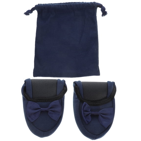 EXHUMKY Travel Friendly Blue Cotton Portable Folding Slippers with Easy Cleaning Feature