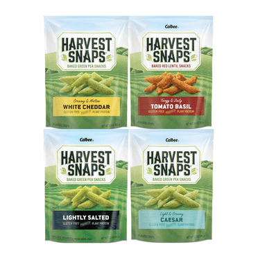 Variety Pack Harvest Snaps Veggie Chips - 4 Delicious Flavors (White Cheddar, Tomato Basil, Lightly Salted, Caesar) - 4 Pack of Healthy Snack Chips - Perfect for On-the-Go & Family Sharing