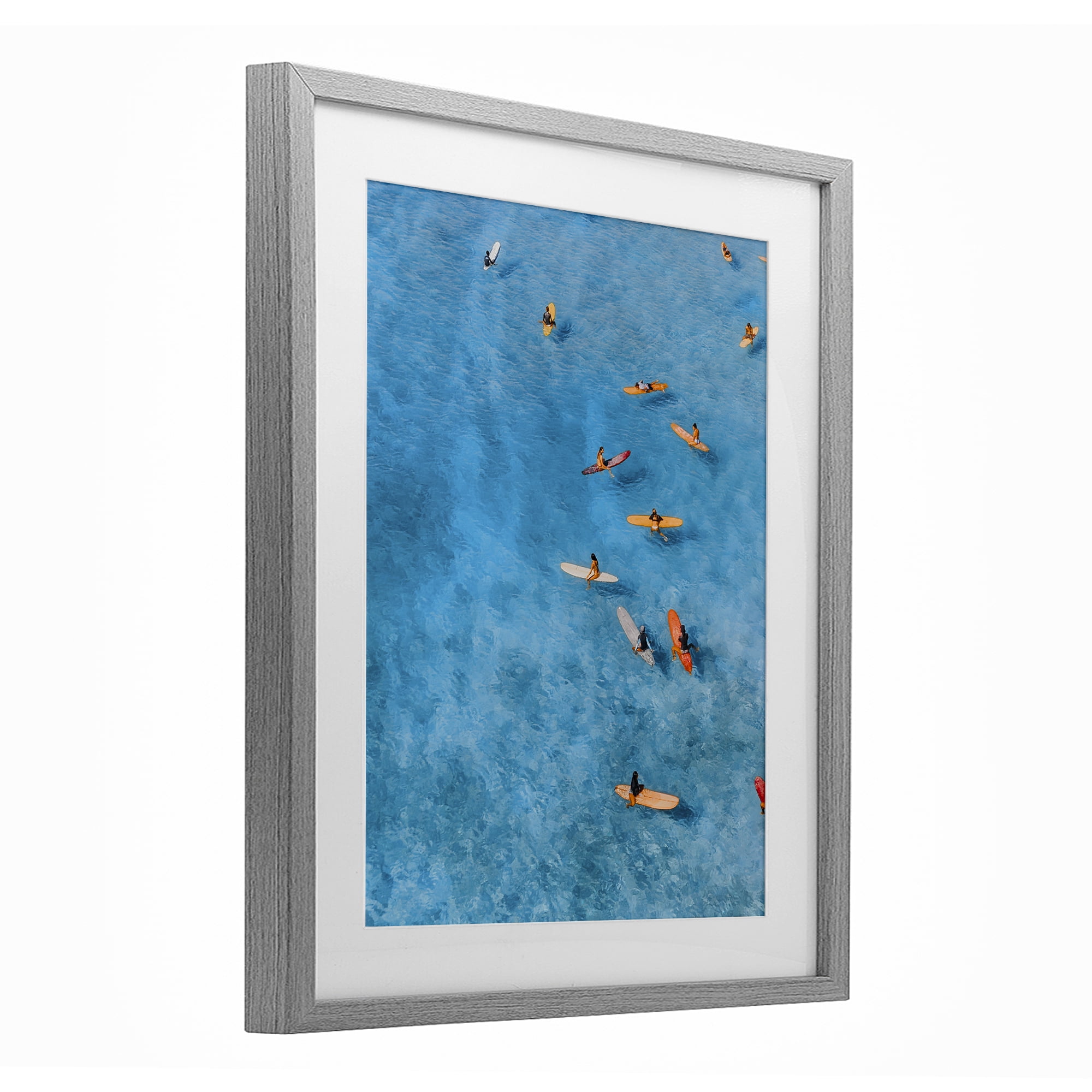 Stupell Industries Leisurely Surfers on Sea Gray Framed Print Under Glass, design by Jesse Keith