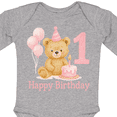 thumbnail image 4 of Inktastic Cute Teddy Bear 1st Birthday Party Boys or Girls Long Sleeve Baby Bodysuit, 4 of 5