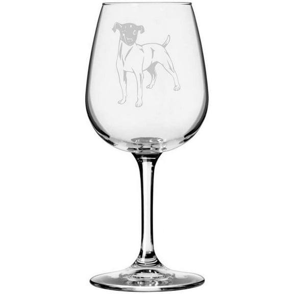 Japanese Terrier Dog Themed Etched 12.75oz Libbey Wine Glass