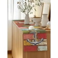 thumbnail image 5 of Table Runner 48 Inches Long for Kitchen Dining, Nautical Anchor Dresser Scarf Farmhouse, Dining Table Decorations for Wedding/Parties, Country Vintage Colorful Wooden Plank 13 x 48 In, 5 of 8