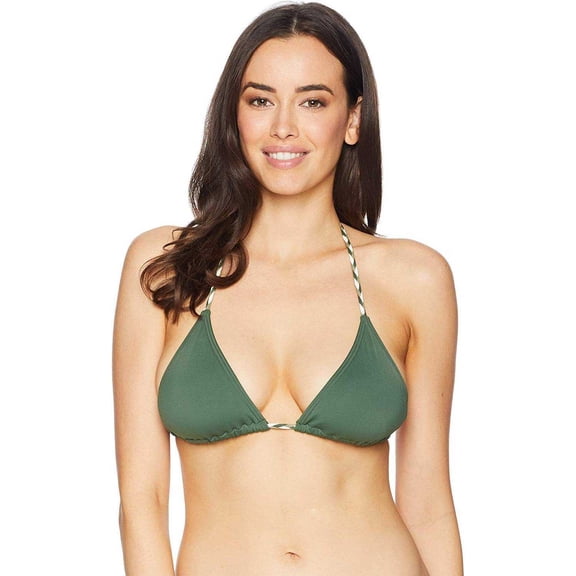Vince Camuto Womens Sun Block Braided String Triangle Top (Green, S)