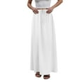 thumbnail image 4 of GEWSEY Flared Maxi Skirt with Back Slit - Elastic Waist Drawstring Long Flowy Ankle-Length Skirt (White, XXL), 4 of 9