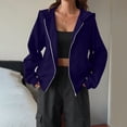 thumbnail image 7 of Zip Up Hoodie Women Oversized Lightweight Casual Fall Fleece Jackets Long Sleeve Drawstring Light Cute Baggy Full Zip Hooded Sweatshirt with Pockets Navy M, 7 of 7