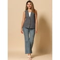 thumbnail image 4 of DARING DIVA Women's Cotton Linen V Neck Button Down Jacket Vest M Dark Gray, 4 of 5