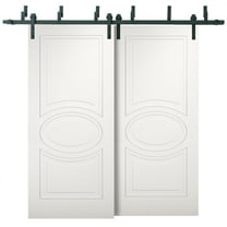 Sliding Closet Barn Bypass Doors 60 x 80 inches / Mela 7001 Matte White / Modern 6.6ft Rails Hardware Set / Wood Solid Bedroom Wardrobe Doors