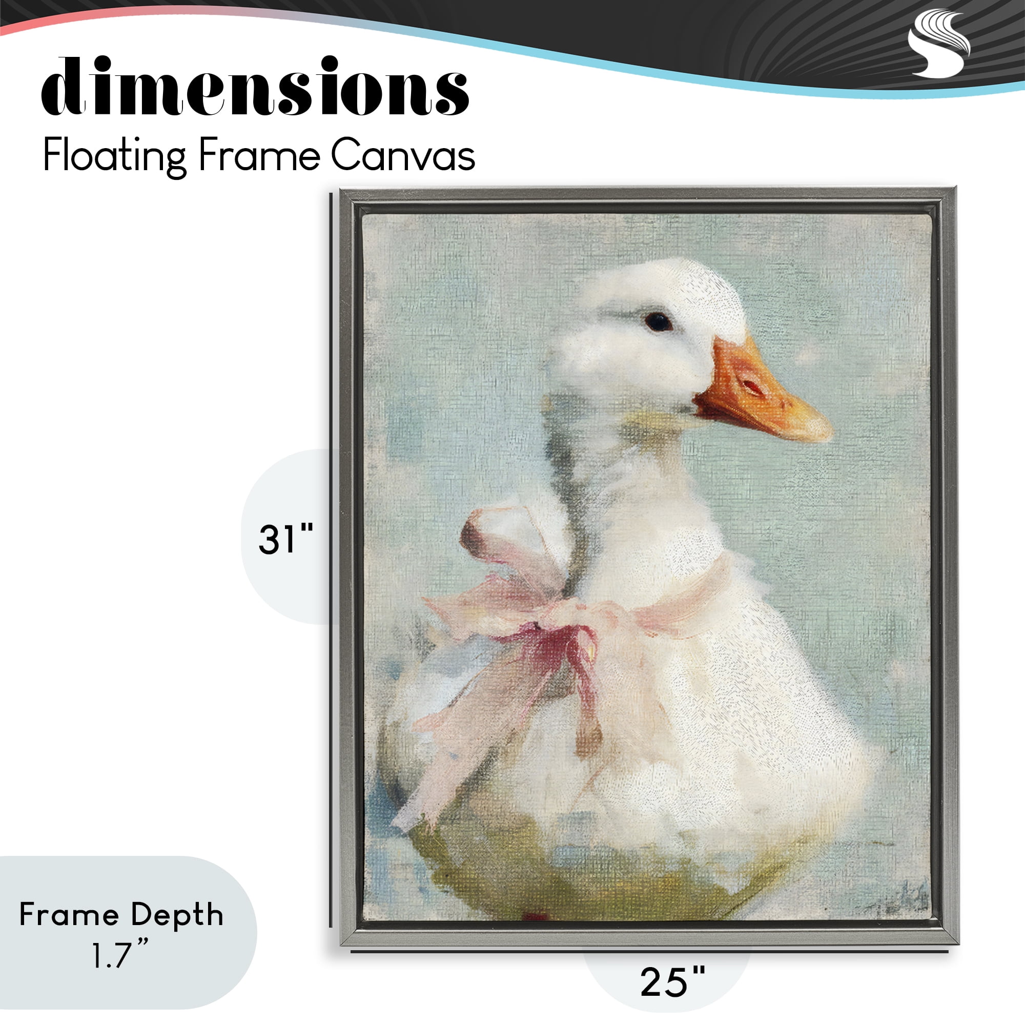 Stupell Industries Soft Pink Bow Goose Gray Framed Floater Canvas Wall Art, design by LSR Design Studio