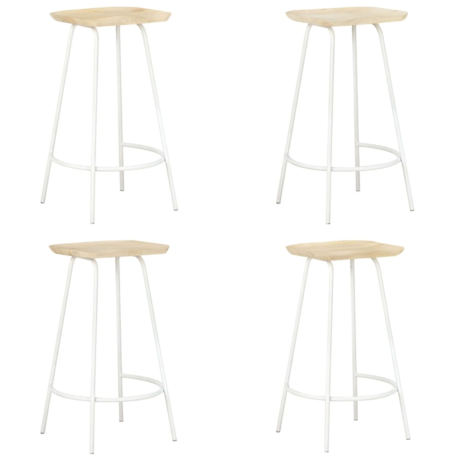 Dcenta 4 Piece Bar Stools Mango Wood Seat Barstool with Footrest Pub