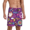 thumbnail image 2 of Naloa Peace Love and Dove Flower Power Men's Short Pajama Pants, Lounge Comfort Shorts with Elasticized Waistband and Side Pockets - X-Large, 2 of 9