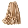thumbnail image 2 of Huresd Skirts for Women 2024 Linen High Waisted Drawstring Flowy Summer Beach Ruffle Skirt Pink 2XL, 2 of 7