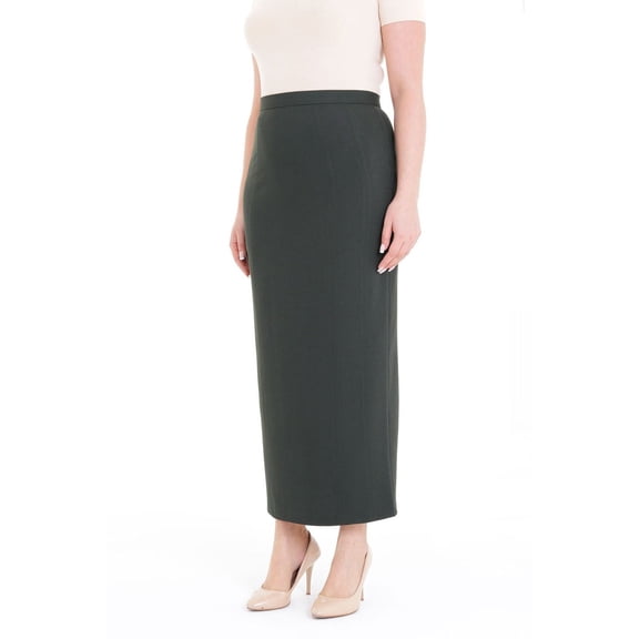 Khaki Ankle Length Women's Plus Size Back Split Maxi Skirt