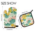 thumbnail image 2 of Yayeee Oven Mitts and Pot Holder Set of 4 Heat Resistant Kitchen Gloves Baking Hot Pad, Floral Wave, 2 of 5
