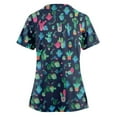 thumbnail image 3 of ADSSDQ Womens Scrub Tops Cool Breathable Fabric Working Nurse Uniforms V Neck Cute Cartoon Animal Print Short Sleeve Blouse T-Shirts Workwear with Pockets, 3 of 3