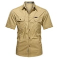 thumbnail image 2 of Migroa Mens Short Sleeve Button Down Shirts Work Casual Button up Relaxed Fit Summer Shirt with Two Pockets Khaki 4Xl, 2 of 4