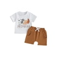 thumbnail image 2 of Aojekbee Toddler Boys Summer Shorts Sets Short Sleeve Letter Chick Print Tops and Drawstring Shorts Sets, 2 of 10