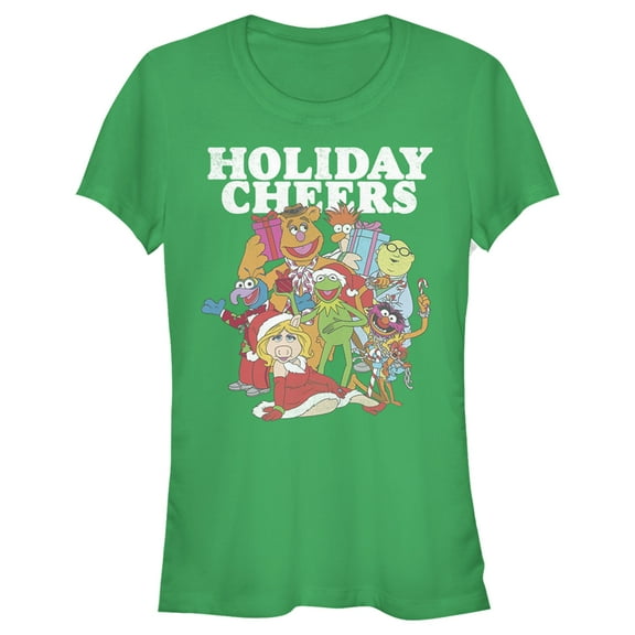 Junior's The Muppets Holiday Cheers Graphic Tee Kelly Green X Large