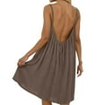 thumbnail image 5 of Women's Open Back Spaghetti Strap Beach Maxi Dress Loose Flowy Vacation Sundress Khaki XL, 5 of 7