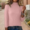 thumbnail image 2 of Sweaters for Women,Striped Pullover Top Long Sleeve Knitted Blouse Soft Warm Crewneck Design Casual Comfortable Shirt For Winter Fall,Womens Sweaters,Pink,S, 2 of 8