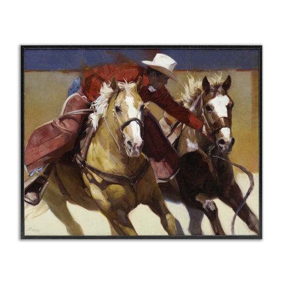 Stupell Industries Eclectic Rodeo Cowboy Black Framed Giclee Art, 14 x 11, by Julie T. Chapman
