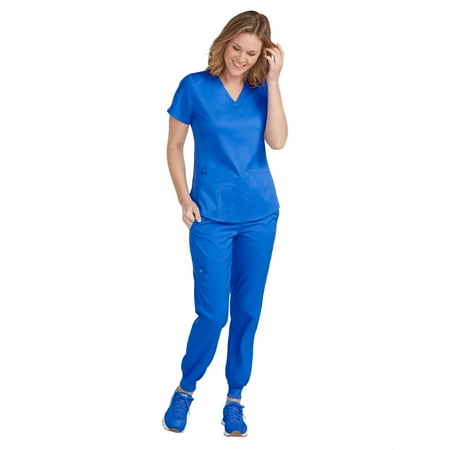 

Med Couture NEW TOUCH Women s V-Neck Shirttail Scrub Top & Jogger Yoga Scrub Pant Set [XS - 3XL]