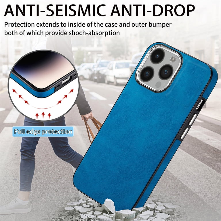 for iPhone 12 Pro Max Case, Soft TPU and PU Leather Cover Case, Business  Anti-Vibration Anti-Slip Ultralight Luxury Vintage Phone Case Cover for iPhone  12 Pro Max for Men Women, Blue -