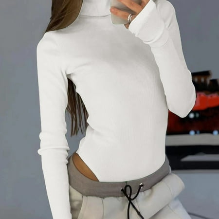 

Yuwegr Jumpsuits For Women Long Sleeve Jumpsuit Stretchy Loose Casual Rompers Summer Dressy Bodysuit White XL