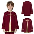 thumbnail image 7 of Aislor Boys Liturgical Praise Dance Pullover Top Choir Gowns Metallic Shiny Tunic Shirt Church Robe Worship Burgundy 12, 7 of 7