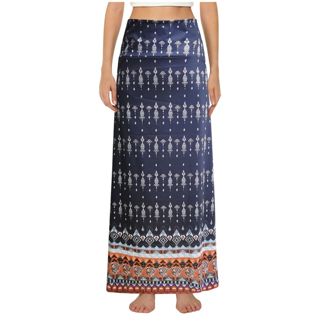Falda estampada de moda de verano para mujer, vestido largo de cintura alta, faldas bohemias acampanadas Wmkox8yi FGJ1808