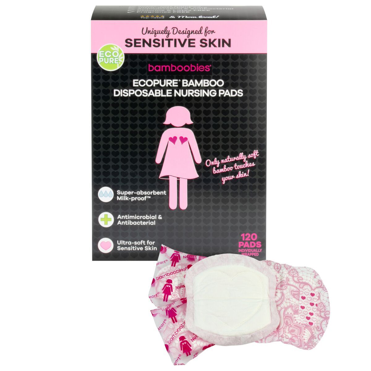 Bamboobies® Nursing Pads for Breastfeeding, 120 Count, Disposable