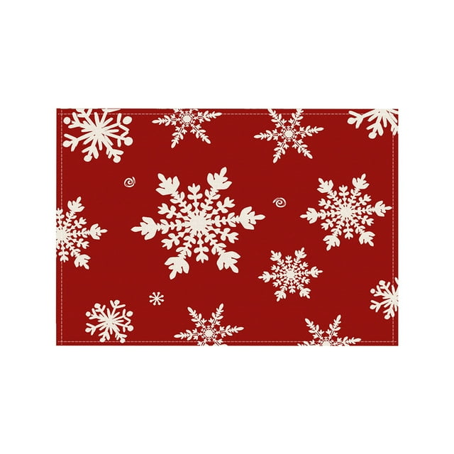 B Christmas Snowflake Themed Placemat For Table Decor And Heat Insulation Polyester Material Stain Resistant Easy Clean 1Pc Weight 0.08 Lb