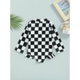 thumbnail image 4 of Bagilaanoe Toddler Baby Girls Casual One Piece Swimwear Romper 1-5 Years Checkerboard Print Long Sleeve Ruffle Zipper Beachwear Ruffle Rashguard Bathing Suits, 4 of 8
