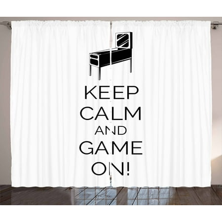 Keep Calm Curtains 2 Panels Set Pinball Machine Arcade Room Concept Keep Calm And Game On Fun Entertainment Window Drapes For Living Room Bedroom