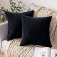 thumbnail image 1 of Juego de 2 fundas de almohada cuadradas de pana a rayas rosas, fundas de cojín suaves, decoración para el hogar, sofá, dormitorio, fundas de almohada grandes y mullidas, 1 of 5