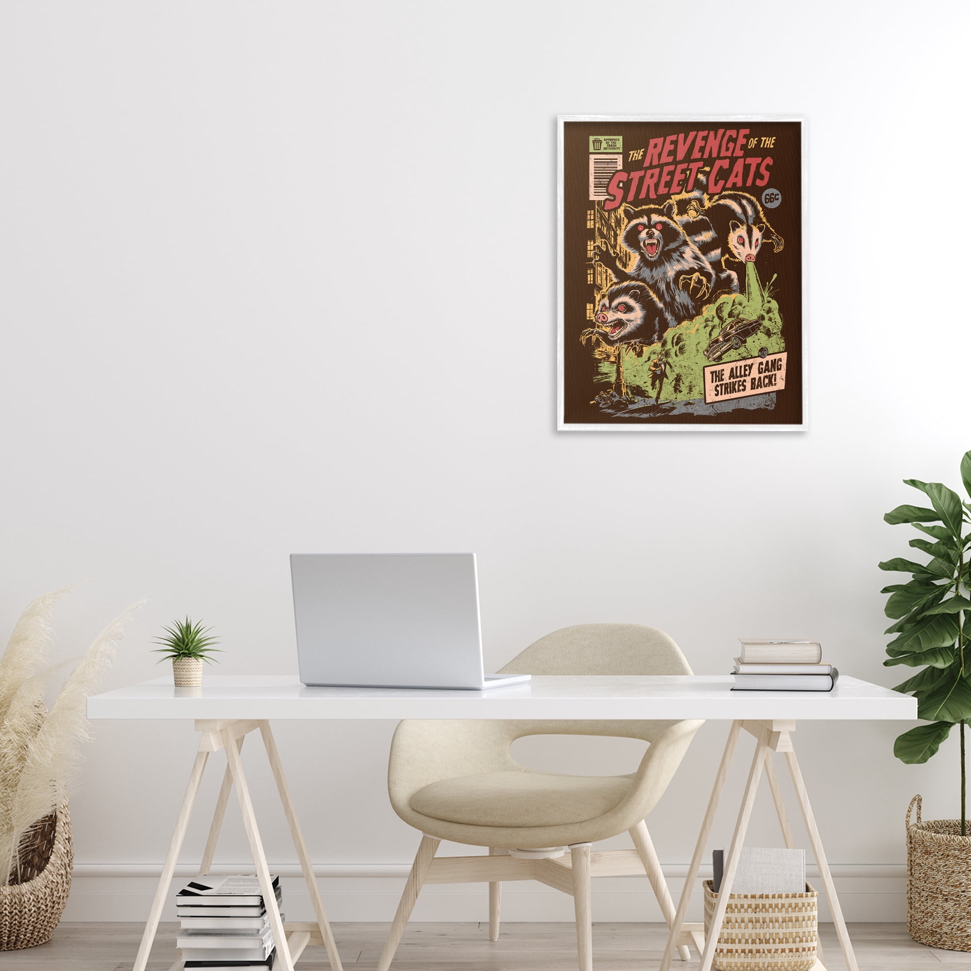 Stupell Industries Revenge Of Street Cats White Framed Giclee Art, design by EduEly Designs