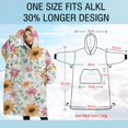 thumbnail image 4 of Oversized Wearable Blanket Hoodie,White Sunflower Colorful Flower Pattern Sherpa Blanket Hoodie with Super Pockets,Super Warm Fuzzy Pullover for Women & Men, 4 of 6