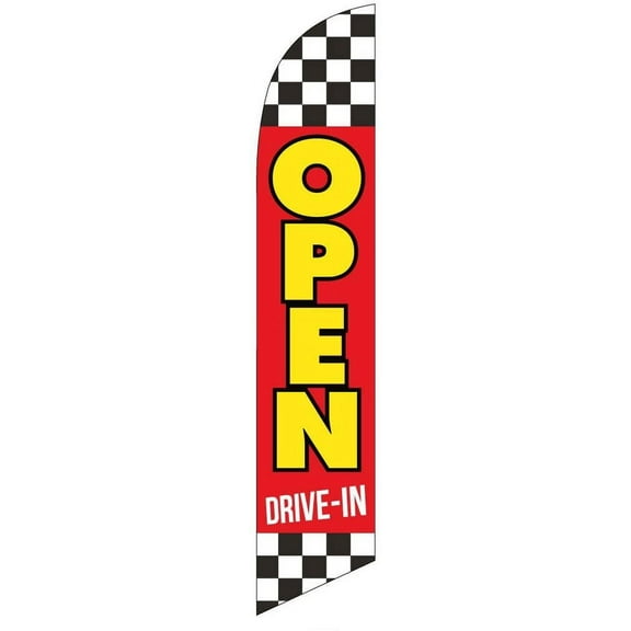 Open Drive-in checkered Feather Banner Swooper Flag - Replacement FLAG ONLY