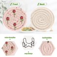 thumbnail image 4 of Haosy Set of 6 Drink Woven Coaster with Holder Heat Resistant Non-Slip Bar Coasters 4 Inches Rose Flower, 4 of 7