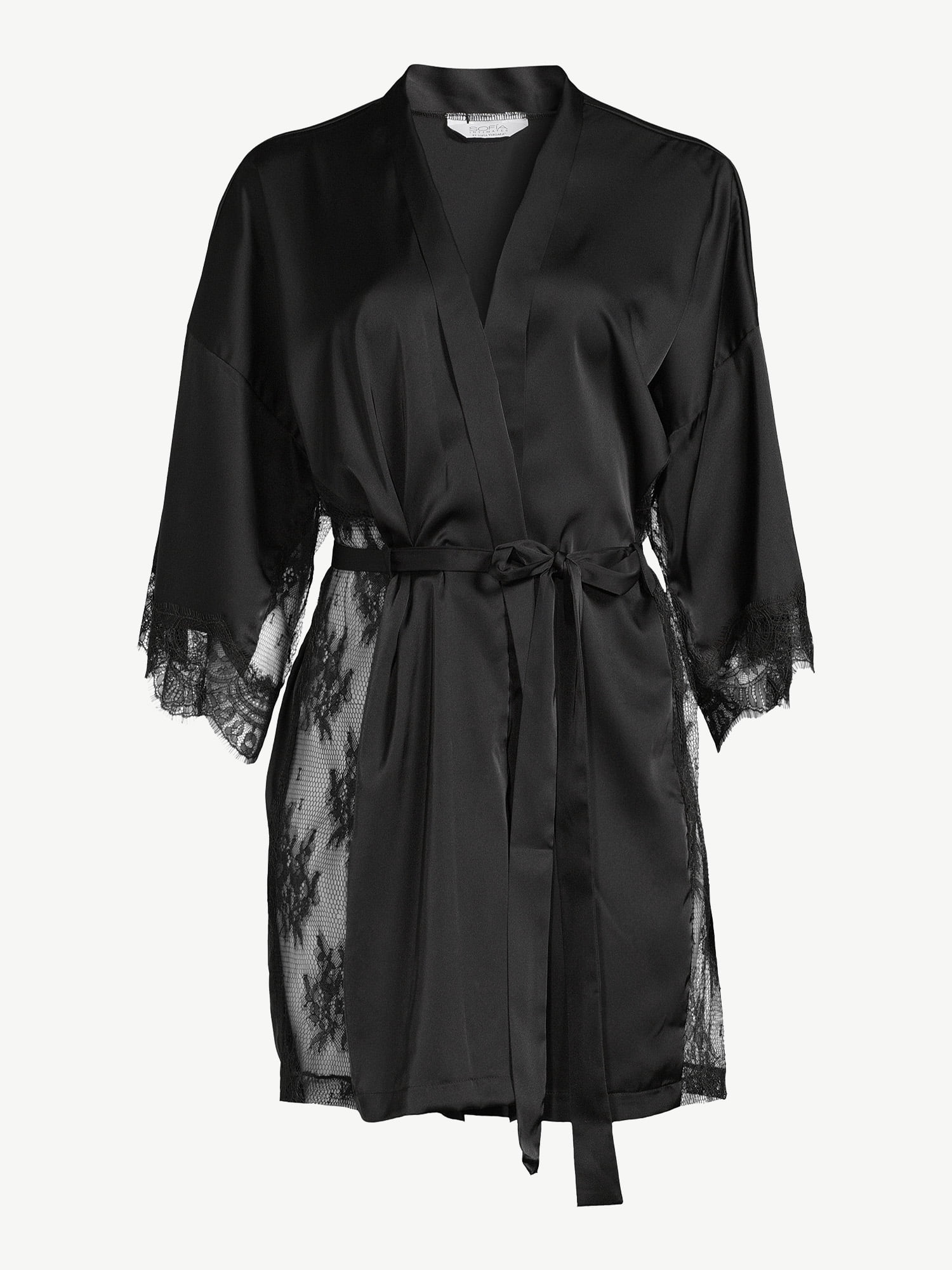 Sofia Intimates Women's Satin Lace Robe