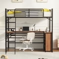 thumbnail image 2 of Aukfa Metal Twin Loft Bed with Desk and Storage Shelves, Heavy Duty Bed Frame for Kids Adults - Black, 2 of 8
