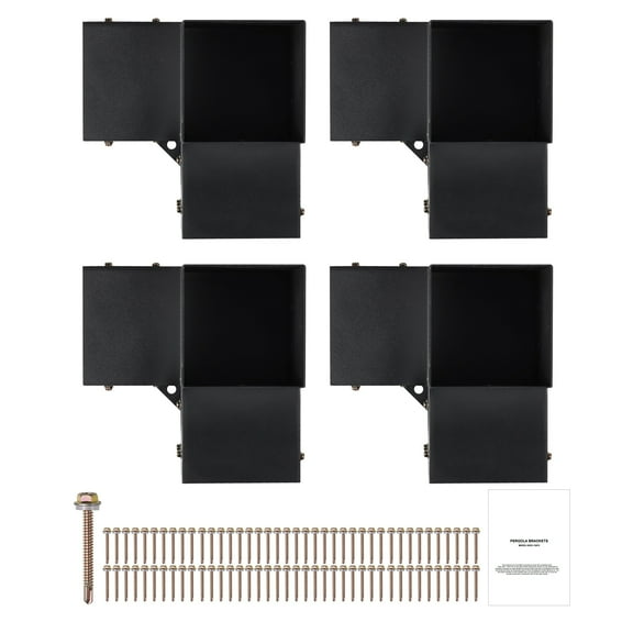 KFFKFF Pergola Corner Bracket Set, 6''x6'' (Inner Dimensions 5.6x5.6), Includes 4 Durable 3-Way Brackets for DIY Wood Projects, Simplified Setup for Gazebos, Patios, and Outdoor Cabins
